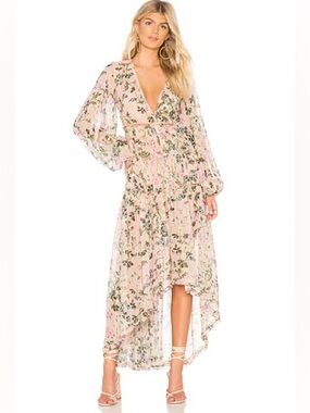 Rococo Sand Floral Tiered Maxi Dress in Blush Size M